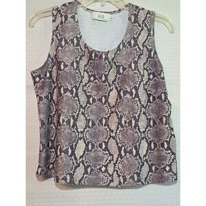AGB Byer California Womens Large Gray Snake Reptile Print Sleeveless Blouse Top